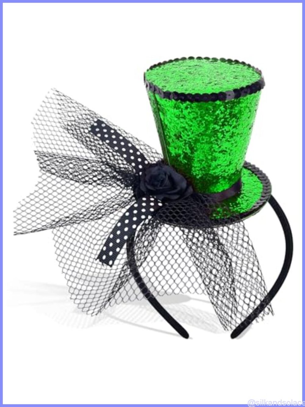 Mini Glitter Top Hat Headband with Veil Costume Fascinator